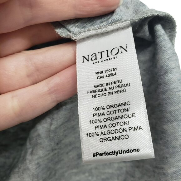 NEW Nation Goldie Boxy Crew Neck Tee Shirt Heathered Gray Organic Pima Cotton - Picture 5 of 10